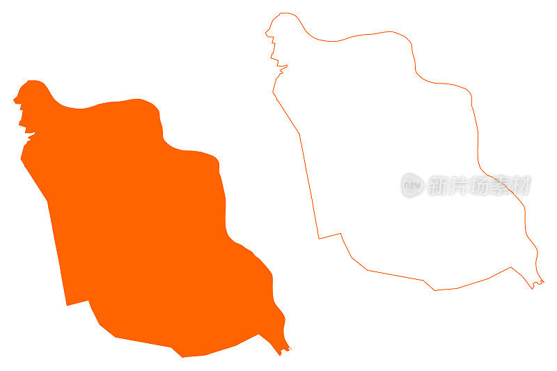 van Cuijk市(荷兰王国，荷兰，北布拉班特省或北布拉班特省)地图矢量插图，涂鸦草图地图